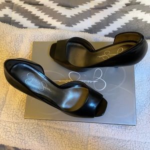 Sexy black open toe pumps